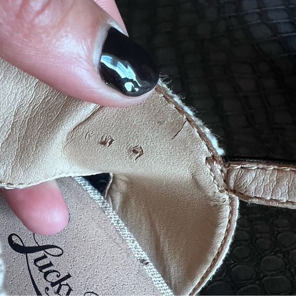 LUCKY BRAND MAHIMA PLATFORM SANDALS Color: Beige- Black Size: 7 New Summer shoe - Picture 10 of 10